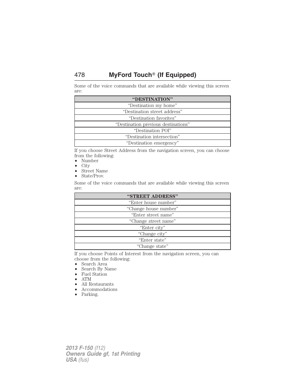 478 myford touch ா (if equipped) | FORD 2013 F-150 v.1 User Manual | Page 478 / 570