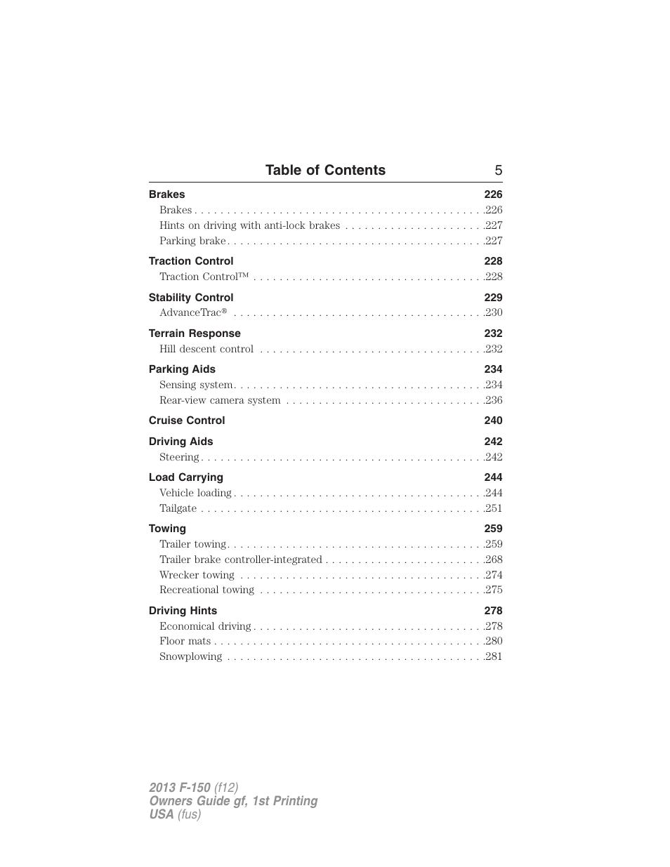 Table of contents 5 | FORD 2013 F-150 v.1 User Manual | Page 5 / 570