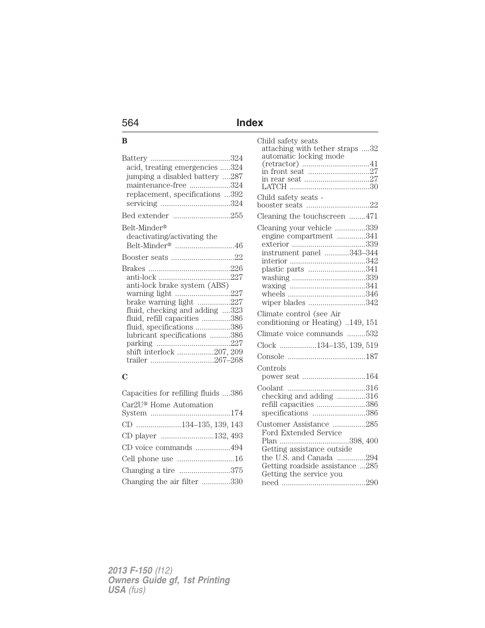 564 index | FORD 2013 F-150 v.1 User Manual | Page 564 / 570