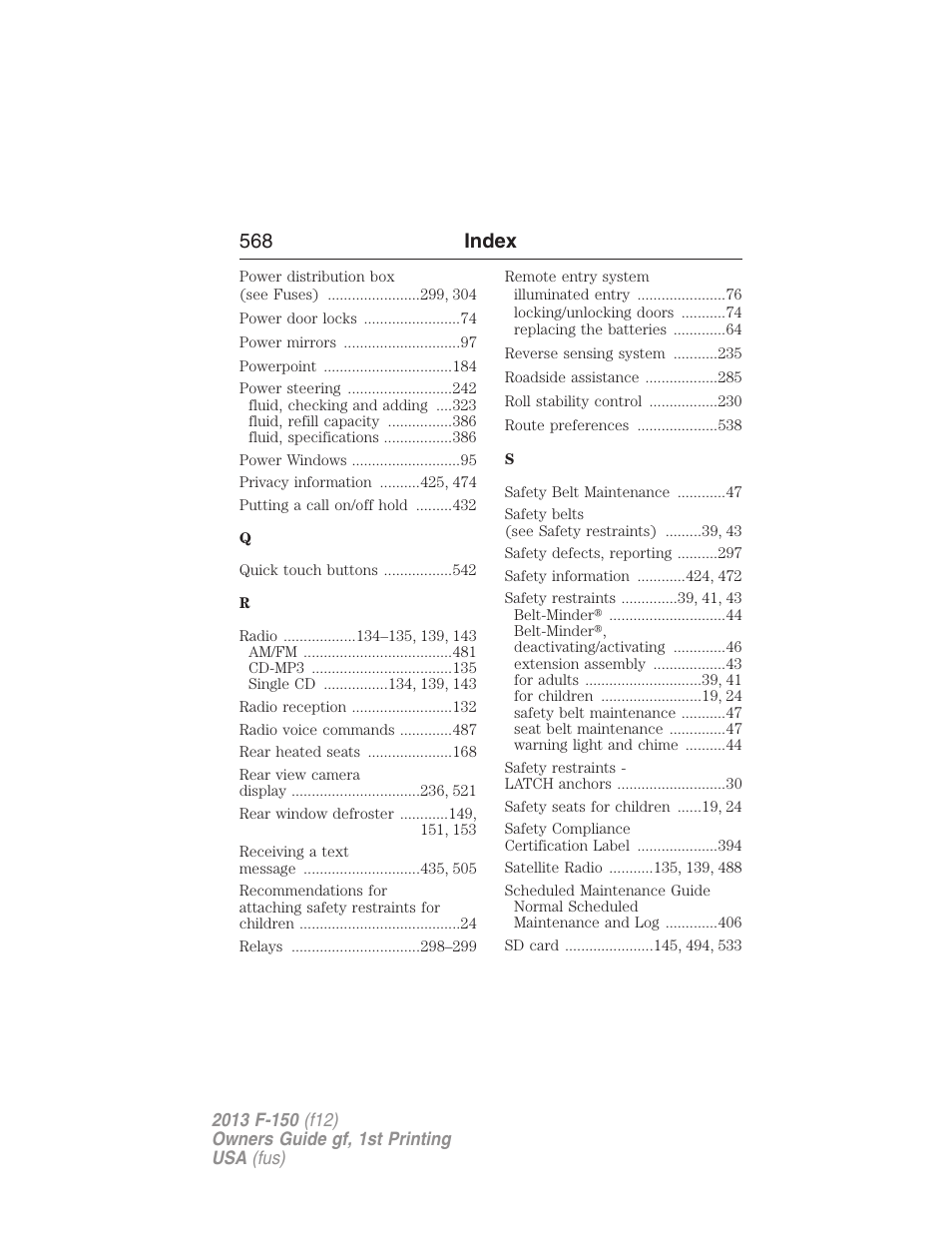 568 index | FORD 2013 F-150 v.1 User Manual | Page 568 / 570