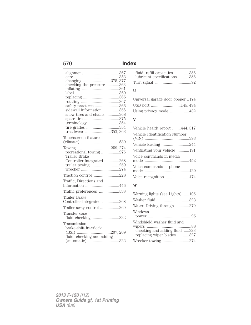 570 index | FORD 2013 F-150 v.1 User Manual | Page 570 / 570