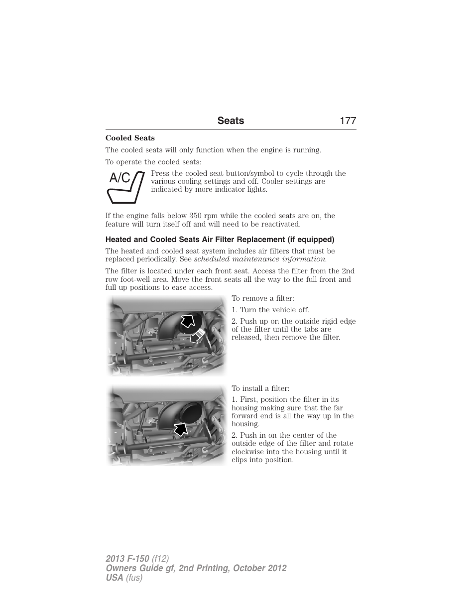 Seats 177 | FORD 2013 F-150 v.2 User Manual | Page 178 / 577