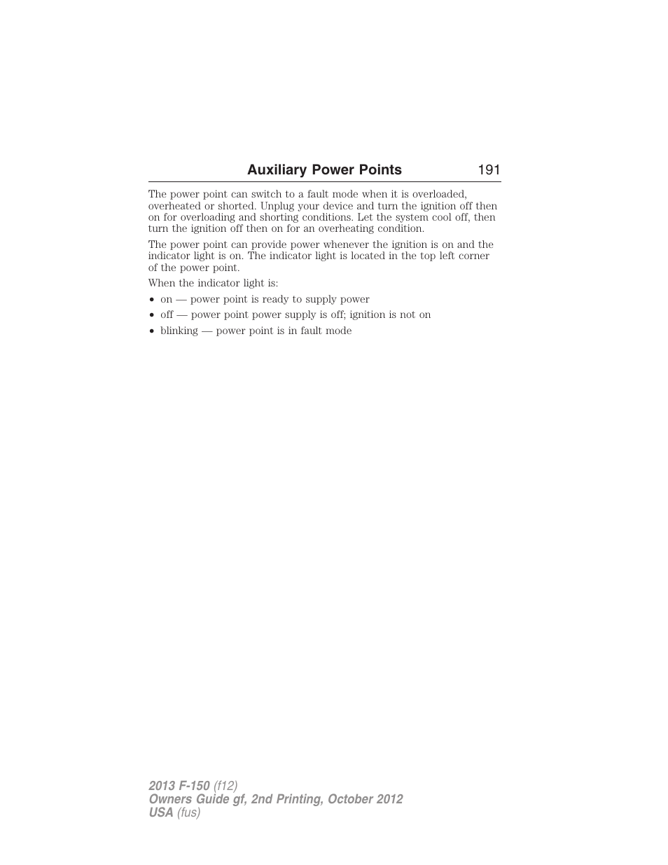 FORD 2013 F-150 v.2 User Manual | Page 192 / 577