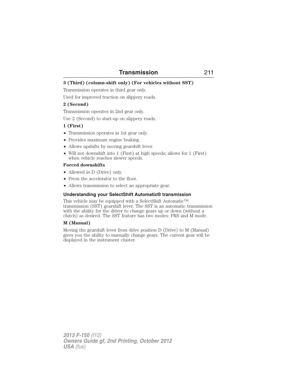 Transmission 211 | FORD 2013 F-150 v.2 User Manual | Page 212 / 577