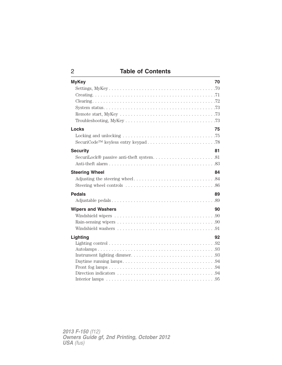 2table of contents | FORD 2013 F-150 v.2 User Manual | Page 3 / 577