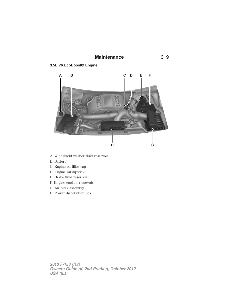5l v6 ecoboost® engine, Maintenance 319 | FORD 2013 F-150 v.2 User Manual | Page 320 / 577