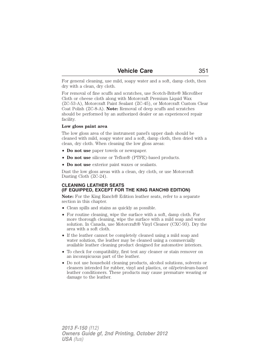 Vehicle care 351 | FORD 2013 F-150 v.2 User Manual | Page 352 / 577