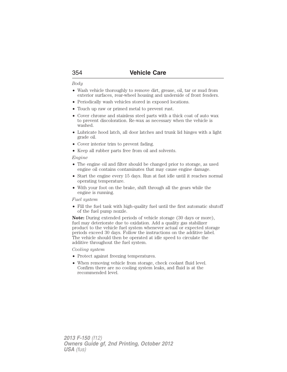 354 vehicle care | FORD 2013 F-150 v.2 User Manual | Page 355 / 577