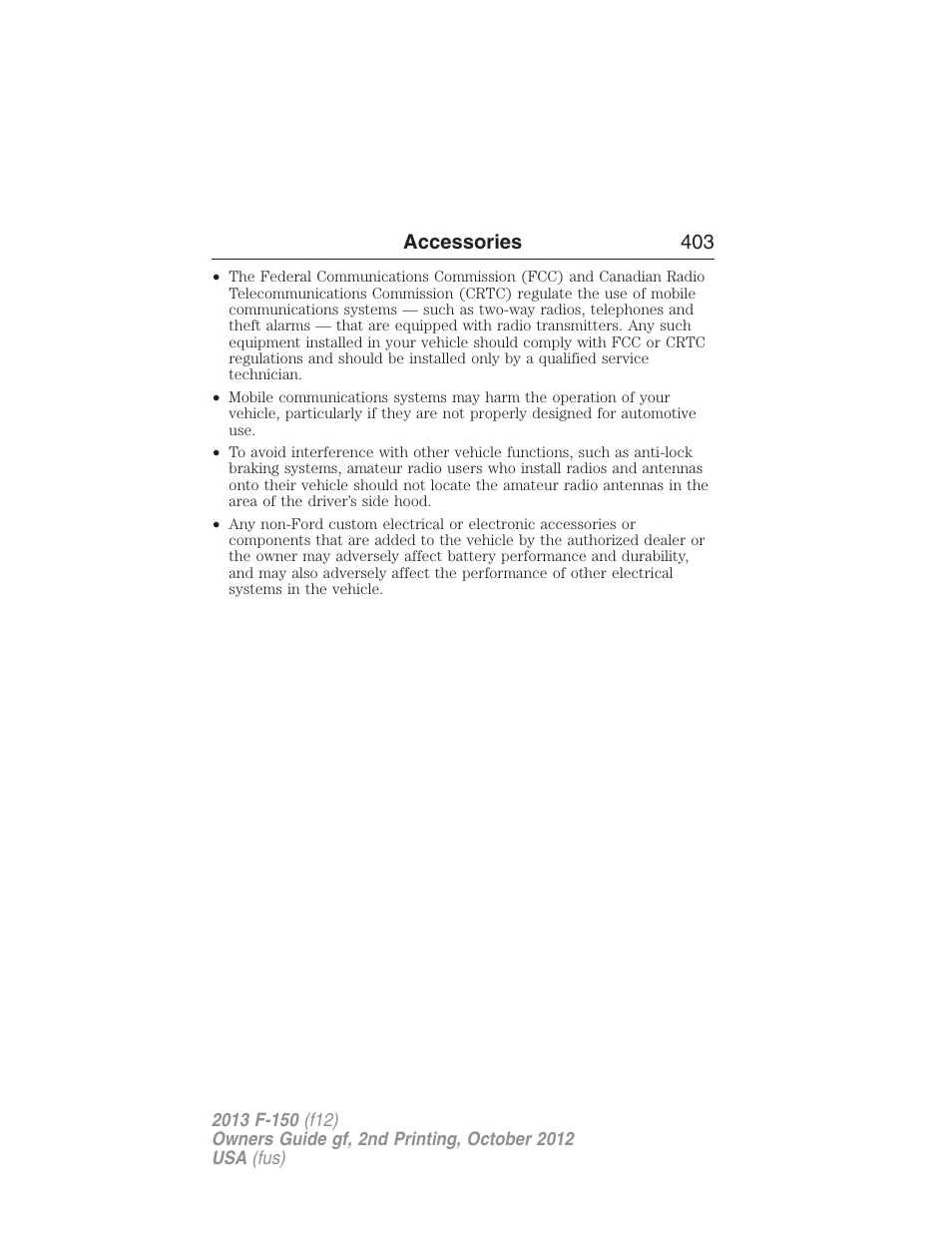 Accessories 403 | FORD 2013 F-150 v.2 User Manual | Page 404 / 577