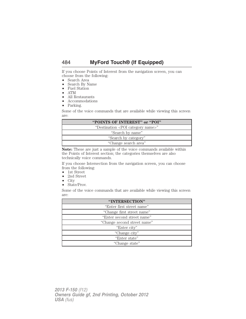 484 myford touch® (if equipped) | FORD 2013 F-150 v.2 User Manual | Page 485 / 577