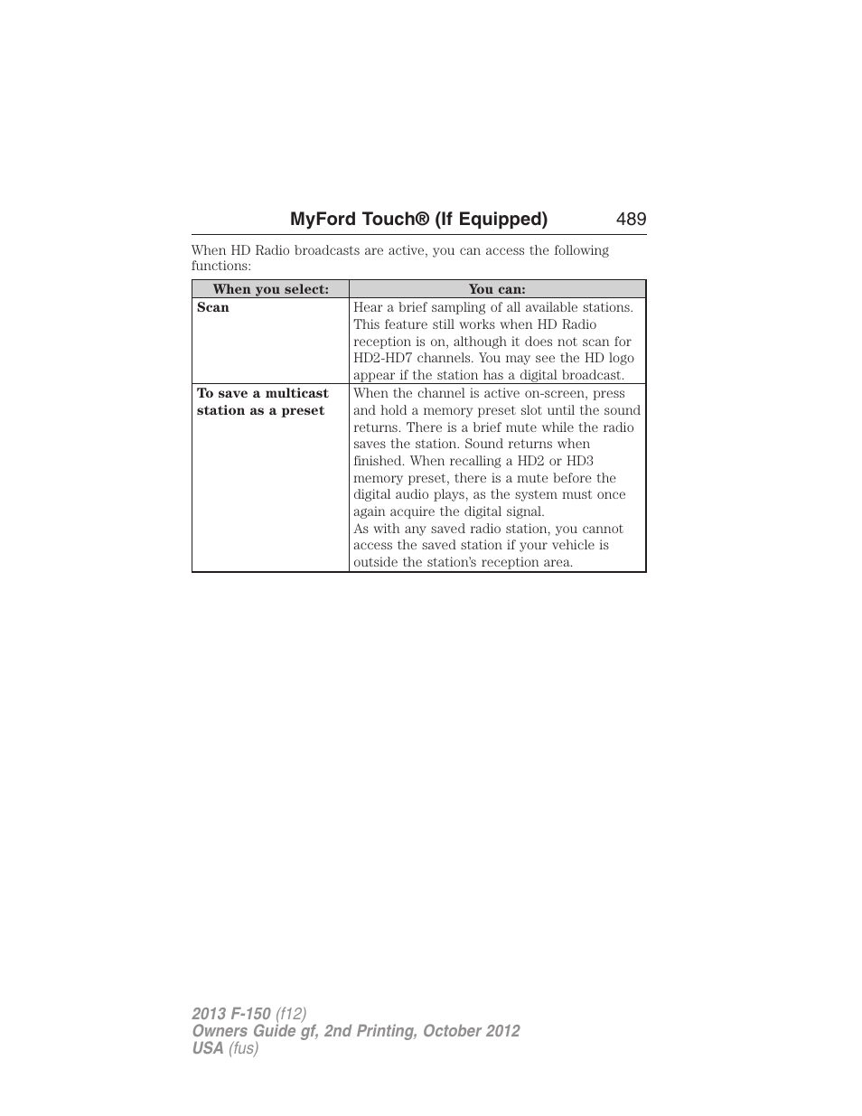 Myford touch® (if equipped) 489 | FORD 2013 F-150 v.2 User Manual | Page 490 / 577