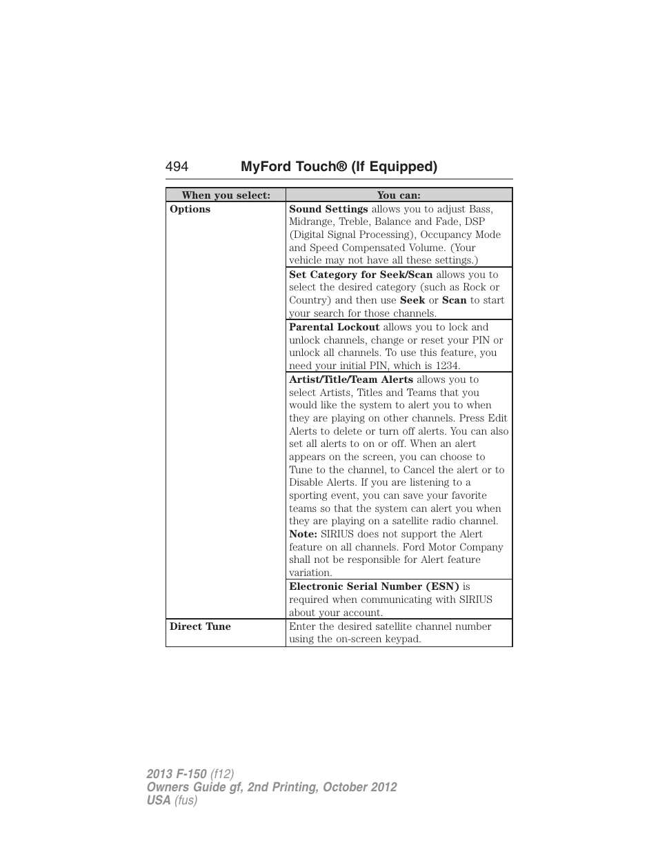 494 myford touch® (if equipped) | FORD 2013 F-150 v.2 User Manual | Page 495 / 577