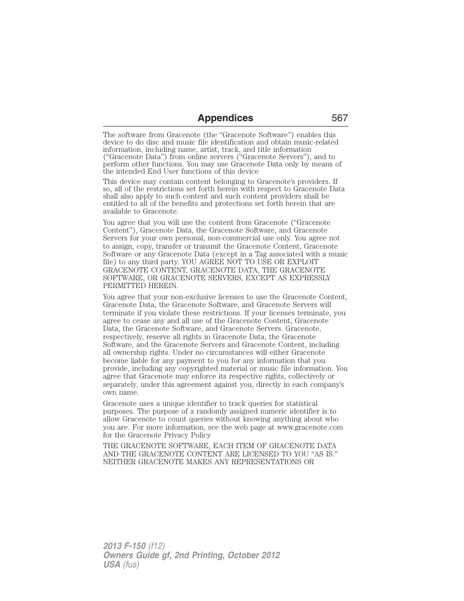 Appendices 567 | FORD 2013 F-150 v.2 User Manual | Page 568 / 577