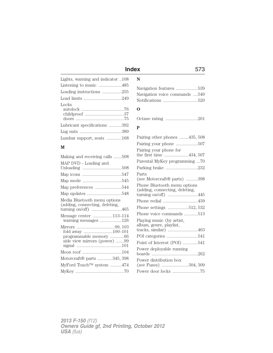 Index 573 | FORD 2013 F-150 v.2 User Manual | Page 574 / 577