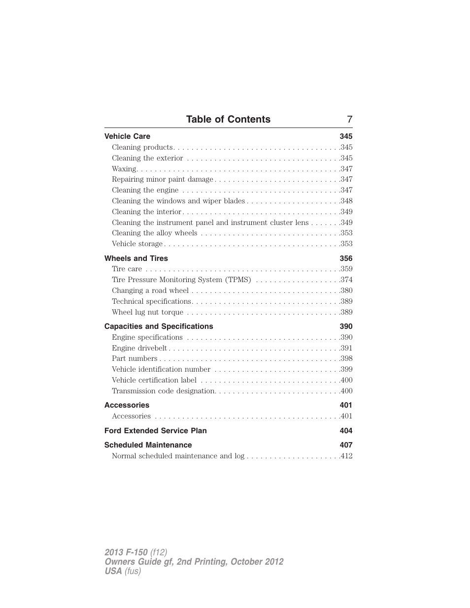 Table of contents 7 | FORD 2013 F-150 v.2 User Manual | Page 8 / 577