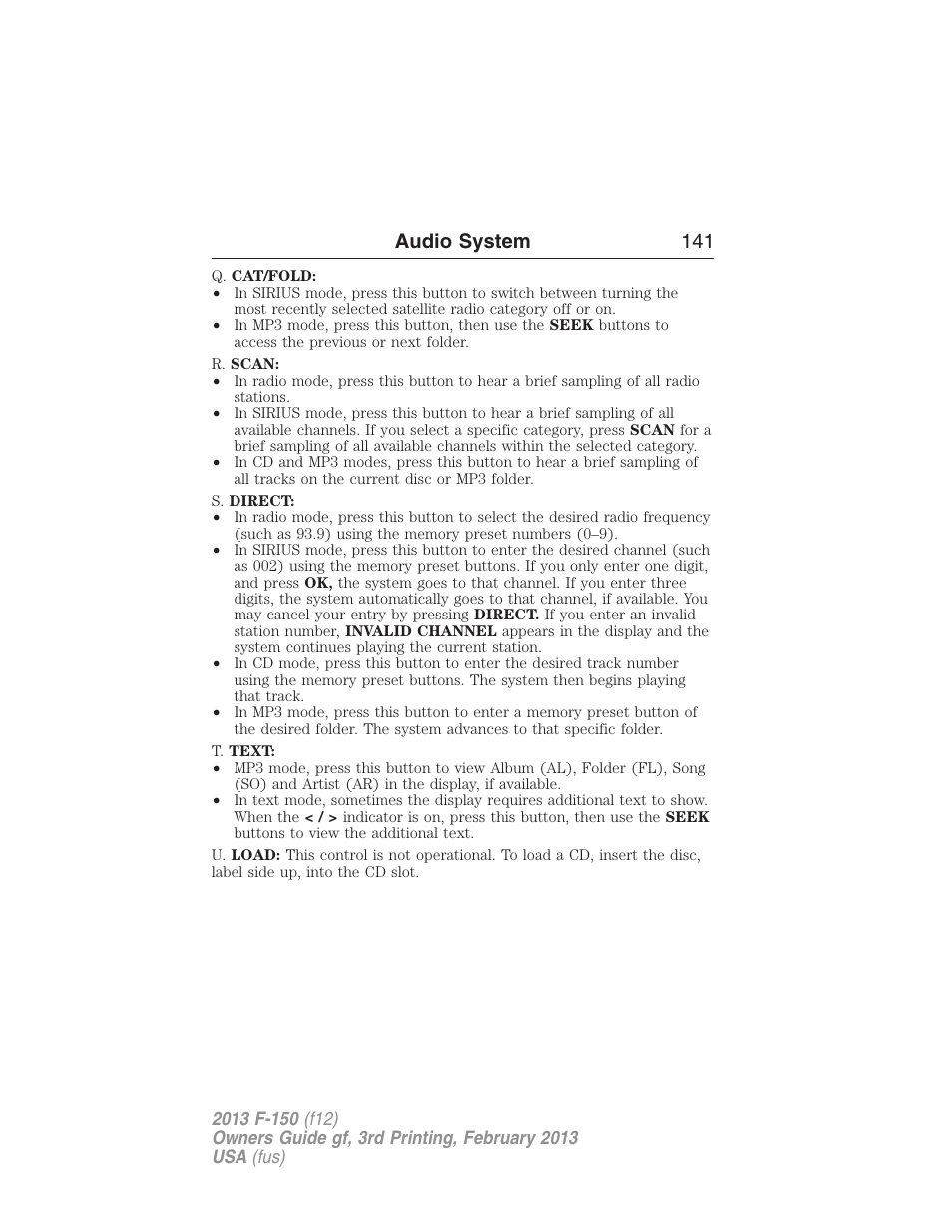 Audio system 141 | FORD 2013 F-150 v.3 User Manual | Page 142 / 592