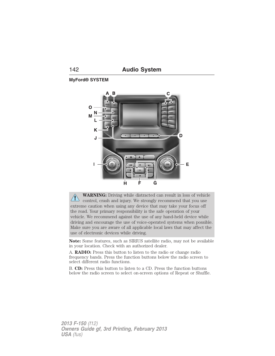 Myford® system, Myford™ system, 142 audio system | FORD 2013 F-150 v.3 User Manual | Page 143 / 592
