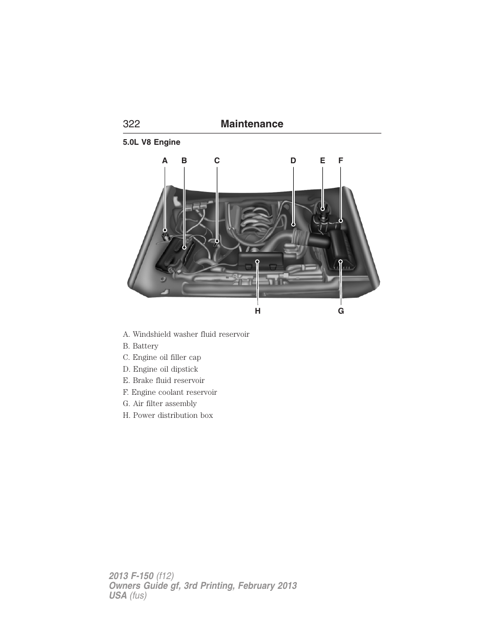 0l v8 engine, 322 maintenance | FORD 2013 F-150 v.3 User Manual | Page 323 / 592