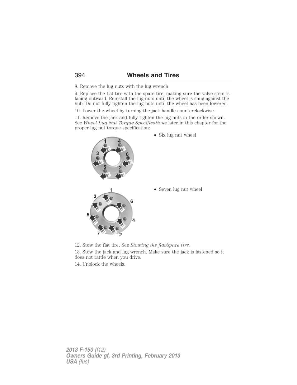 394 wheels and tires | FORD 2013 F-150 v.3 User Manual | Page 395 / 592