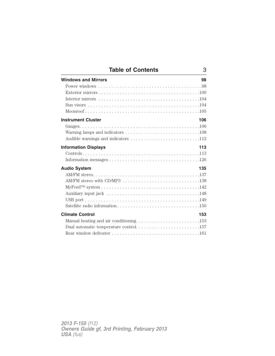 Table of contents 3 | FORD 2013 F-150 v.3 User Manual | Page 4 / 592