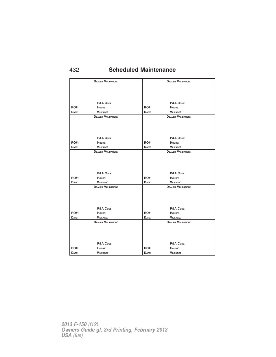 432 scheduled maintenance | FORD 2013 F-150 v.3 User Manual | Page 433 / 592