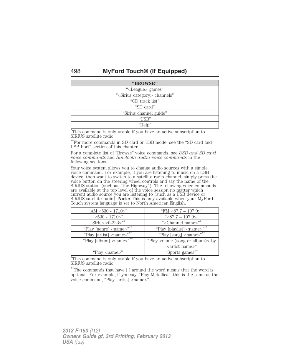 498 myford touch® (if equipped) | FORD 2013 F-150 v.3 User Manual | Page 499 / 592