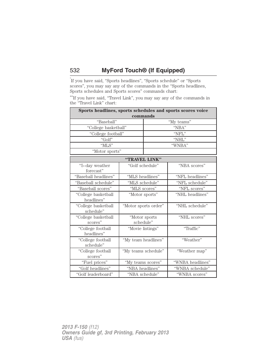 532 myford touch® (if equipped) | FORD 2013 F-150 v.3 User Manual | Page 533 / 592