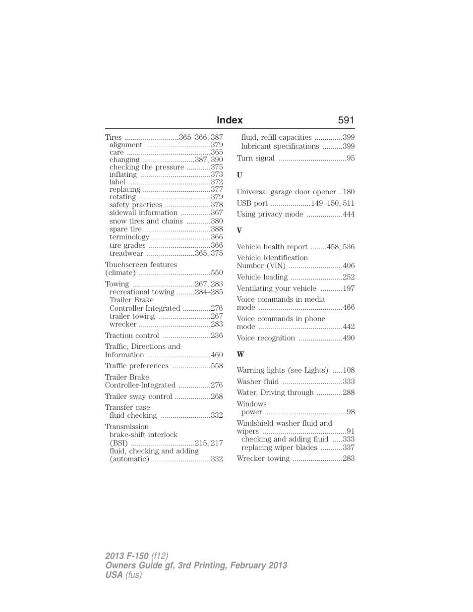 Index 591 | FORD 2013 F-150 v.3 User Manual | Page 592 / 592