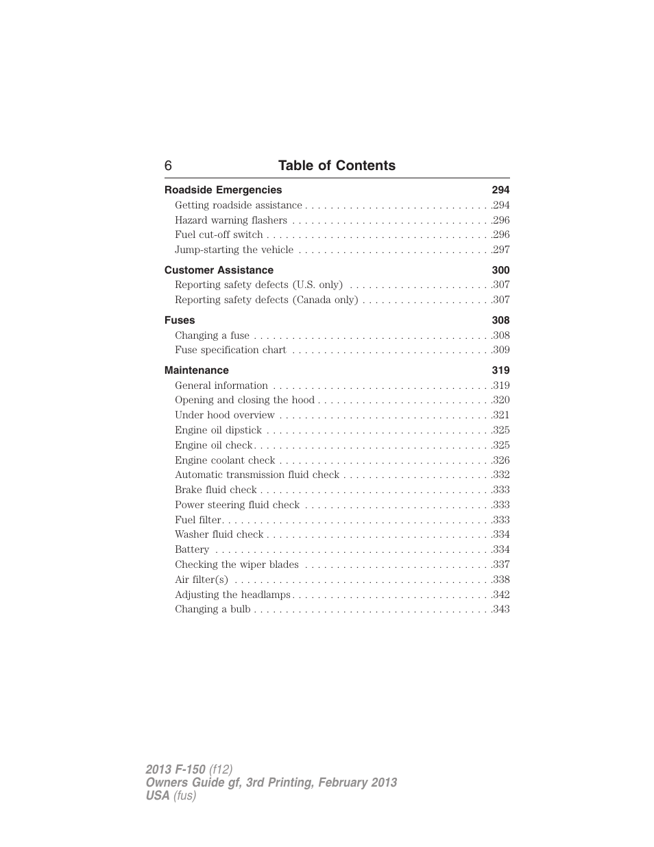 6table of contents | FORD 2013 F-150 v.3 User Manual | Page 7 / 592