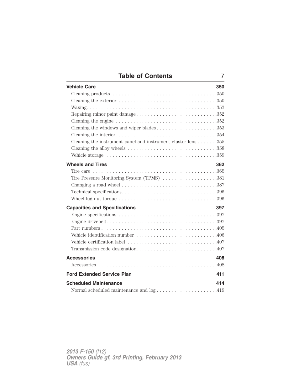 Table of contents 7 | FORD 2013 F-150 v.3 User Manual | Page 8 / 592