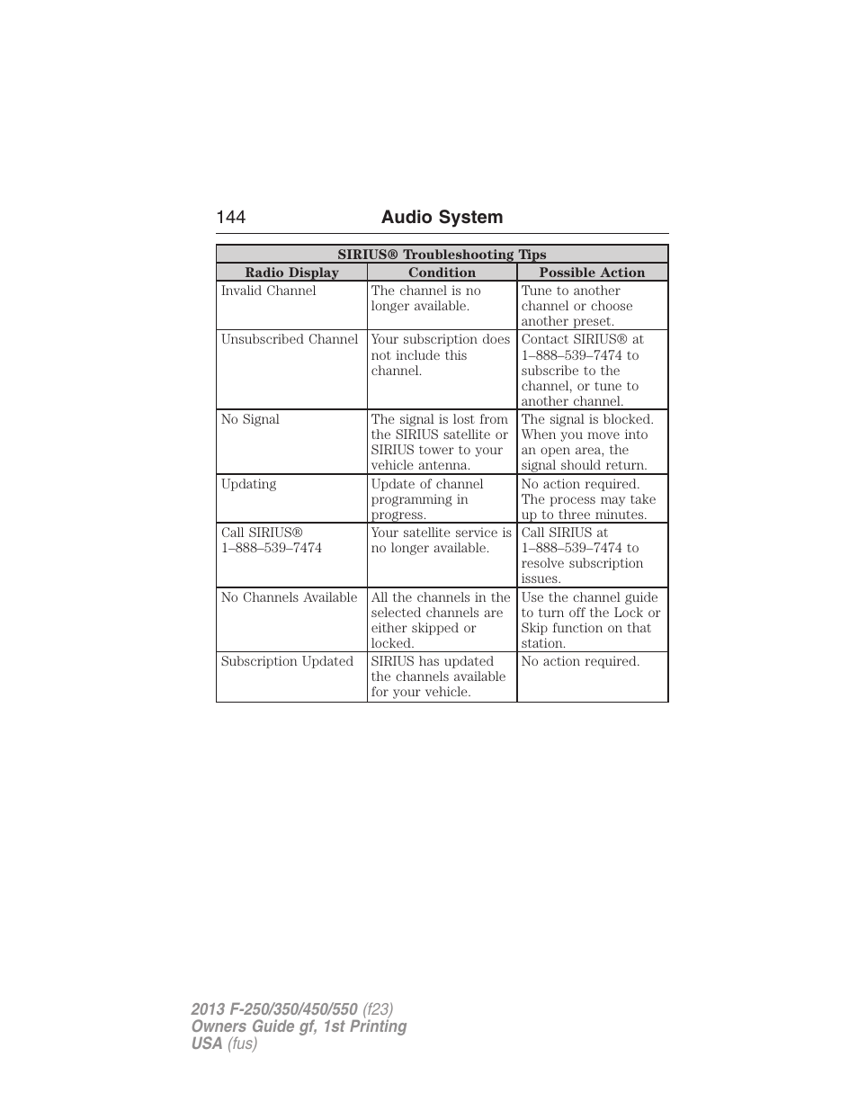 144 audio system | FORD 2013 F-550 v.1 User Manual | Page 145 / 563