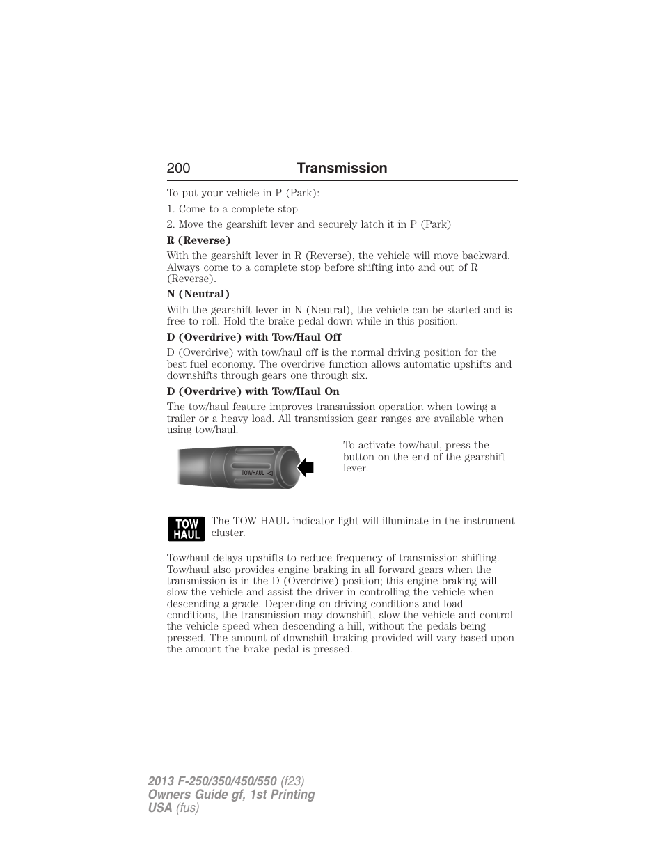 200 transmission | FORD 2013 F-550 v.1 User Manual | Page 201 / 563