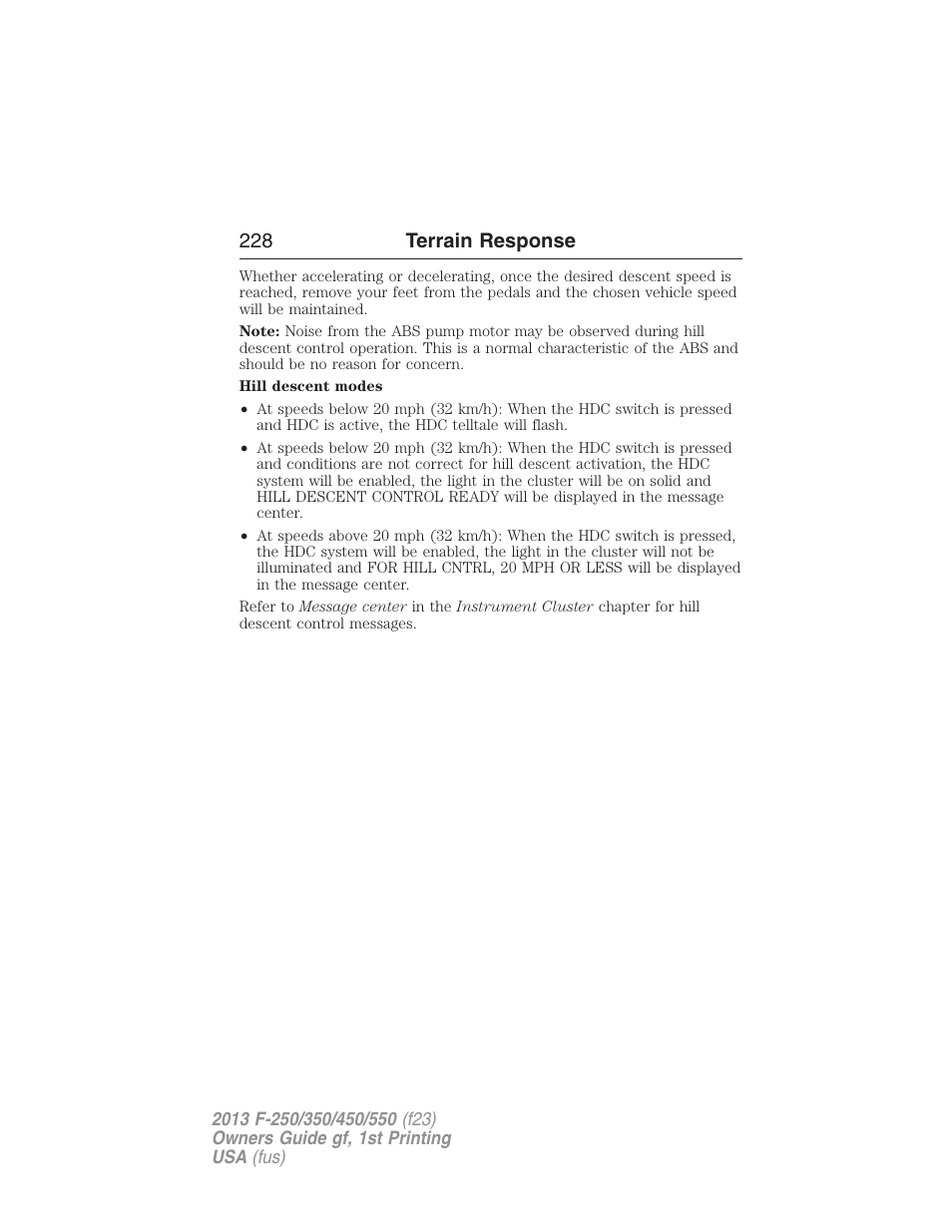 228 terrain response | FORD 2013 F-550 v.1 User Manual | Page 229 / 563