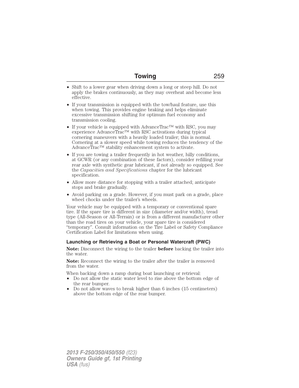 Towing 259 | FORD 2013 F-550 v.1 User Manual | Page 260 / 563