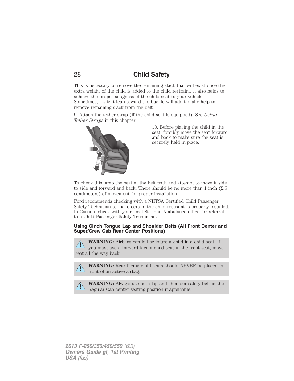 28 child safety | FORD 2013 F-550 v.1 User Manual | Page 29 / 563