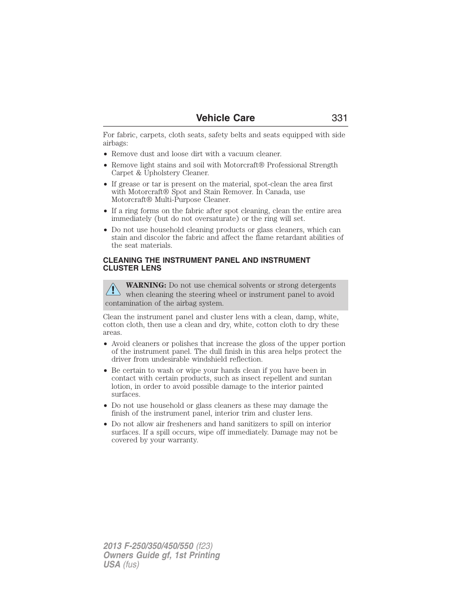 Vehicle care 331 | FORD 2013 F-550 v.1 User Manual | Page 332 / 563