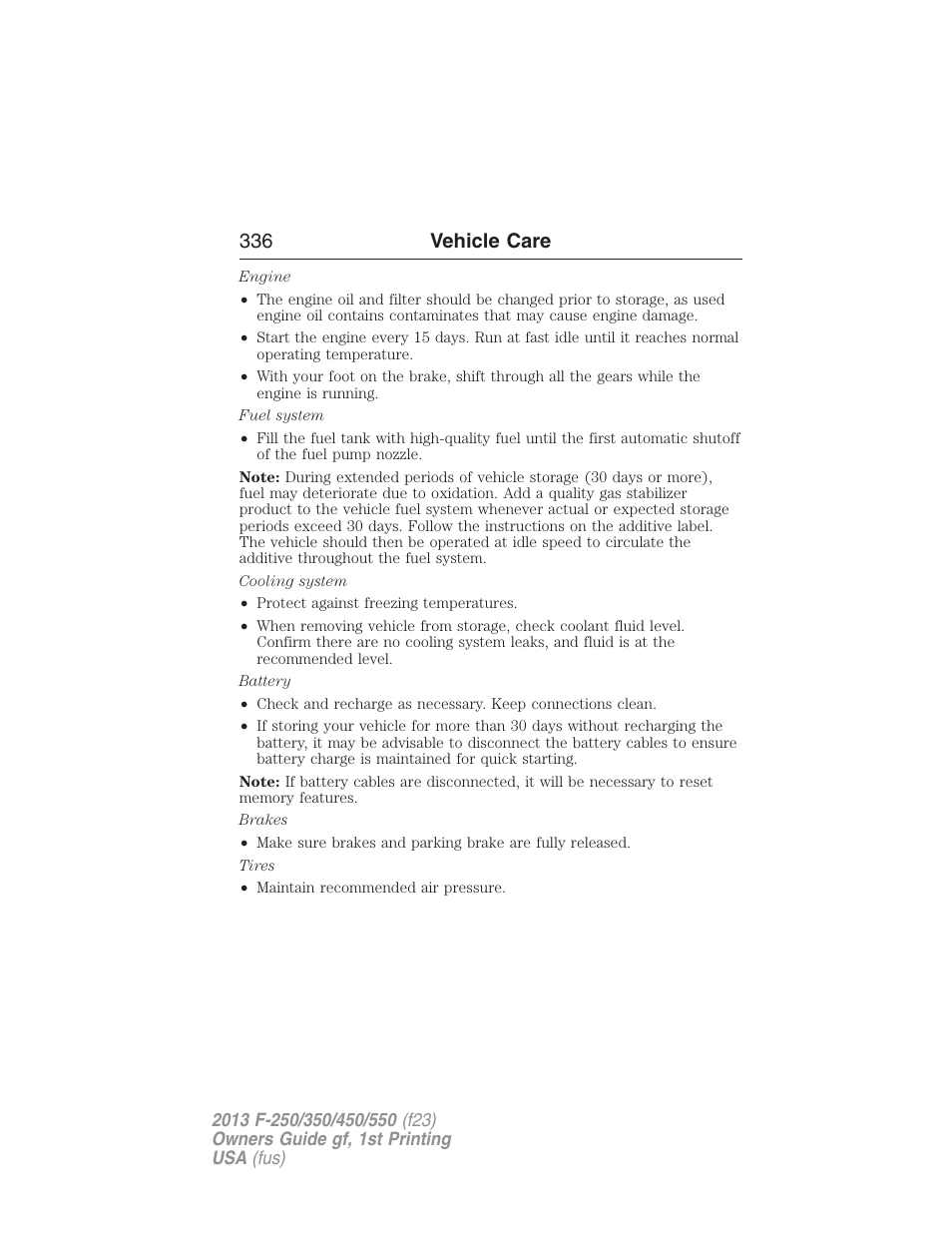 336 vehicle care | FORD 2013 F-550 v.1 User Manual | Page 337 / 563