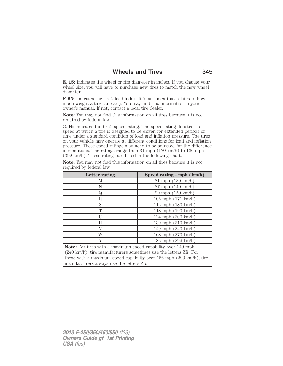 Wheels and tires 345 | FORD 2013 F-550 v.1 User Manual | Page 346 / 563
