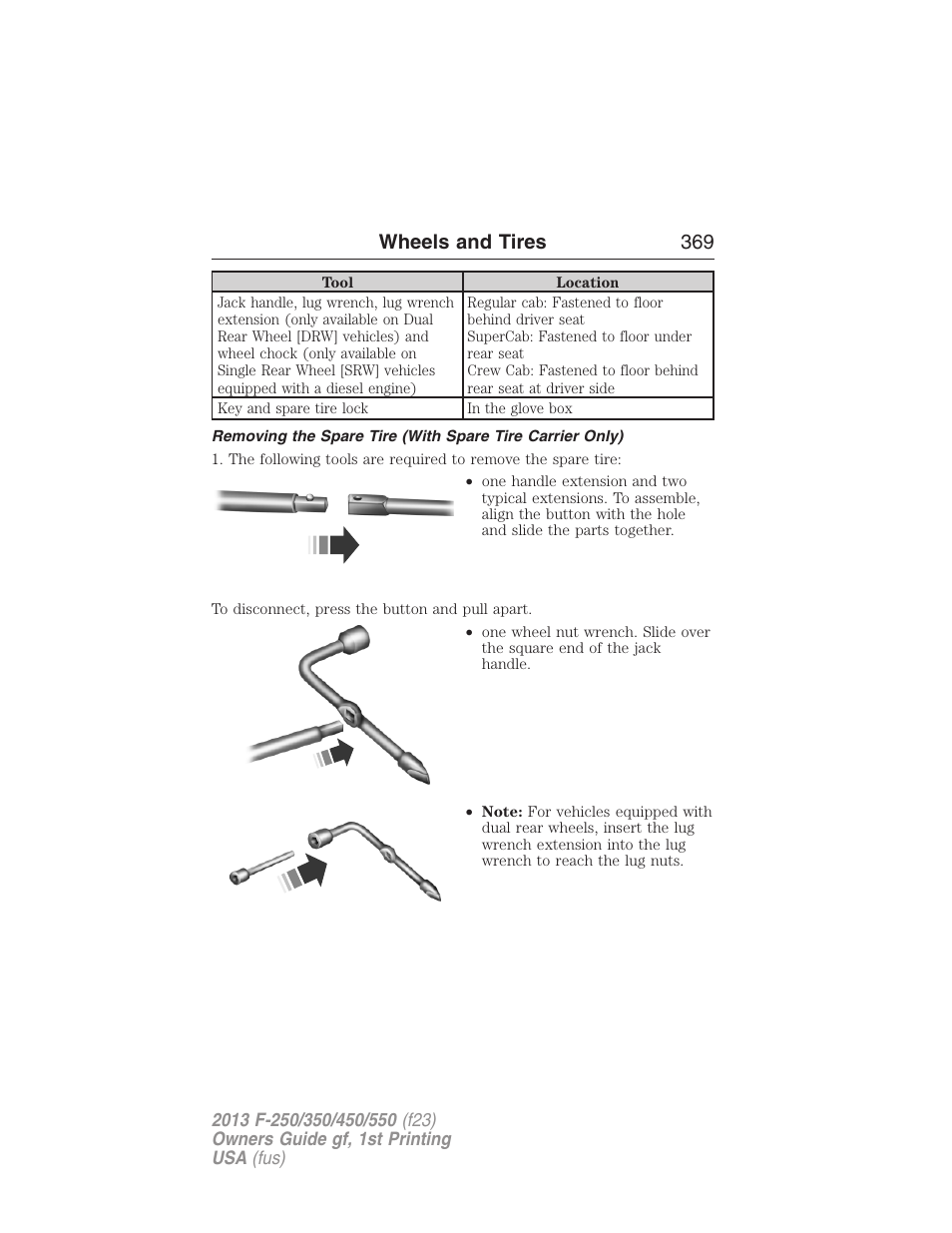 Wheels and tires 369 | FORD 2013 F-550 v.1 User Manual | Page 370 / 563