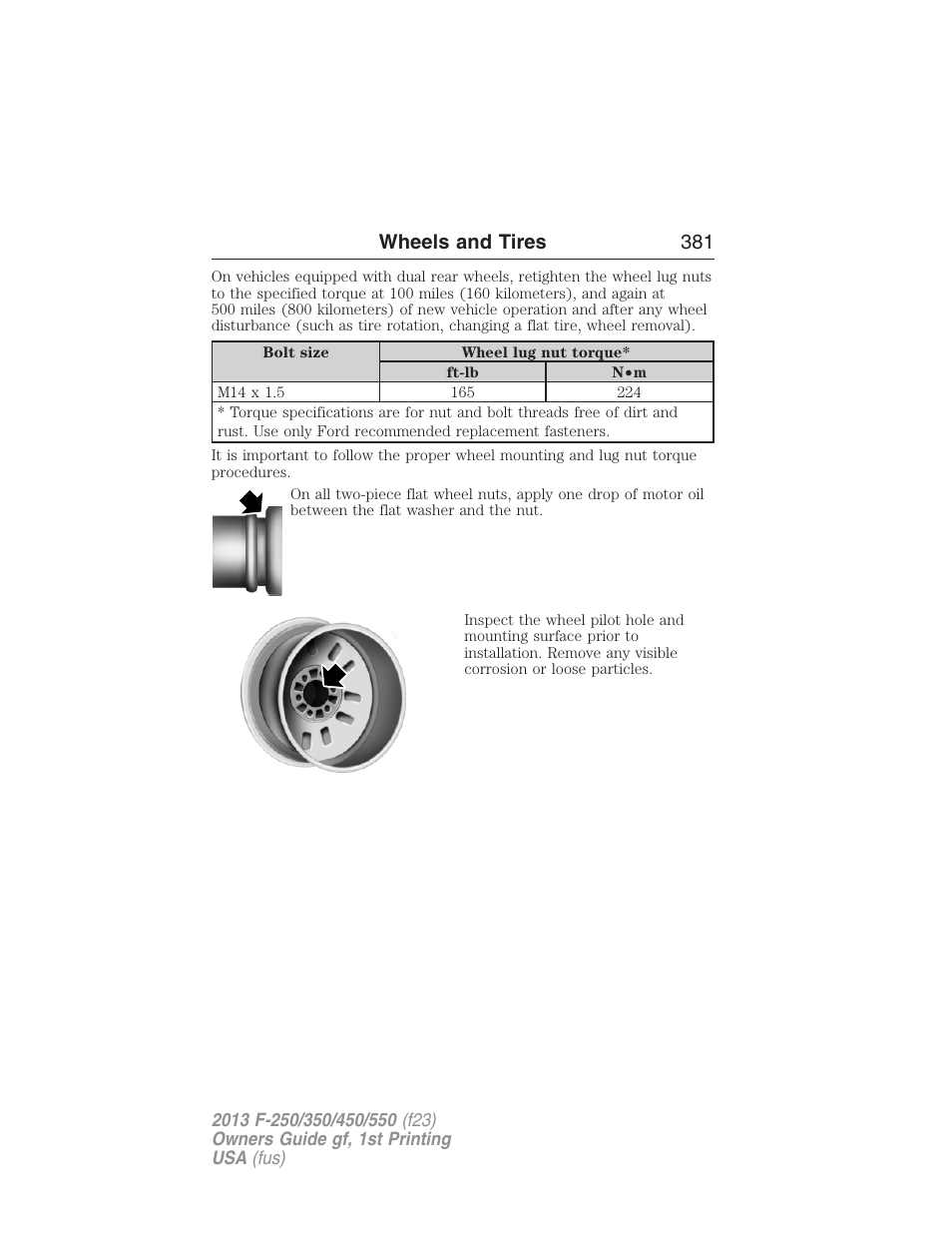 Wheels and tires 381 | FORD 2013 F-550 v.1 User Manual | Page 382 / 563