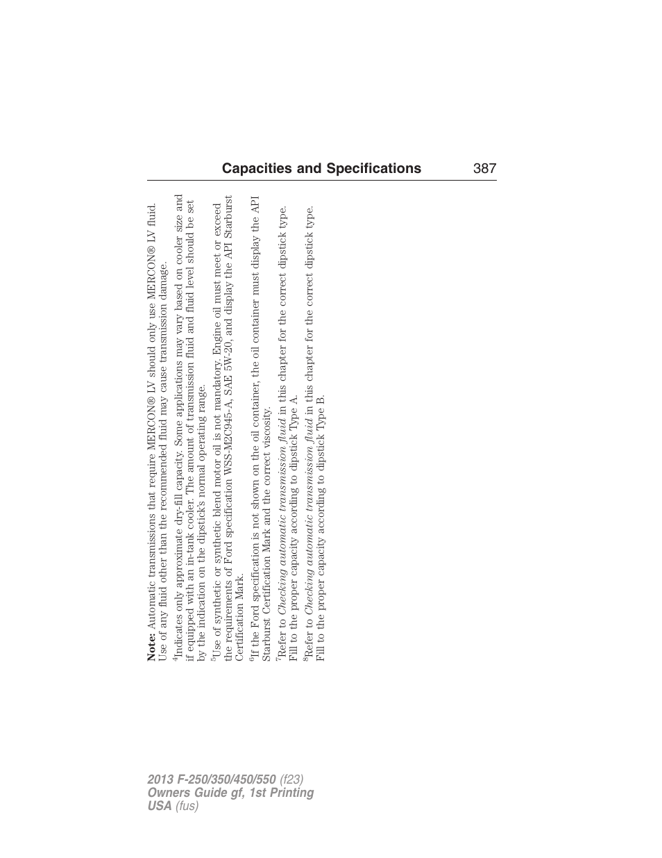 Capacities and specifications 387 | FORD 2013 F-550 v.1 User Manual | Page 388 / 563