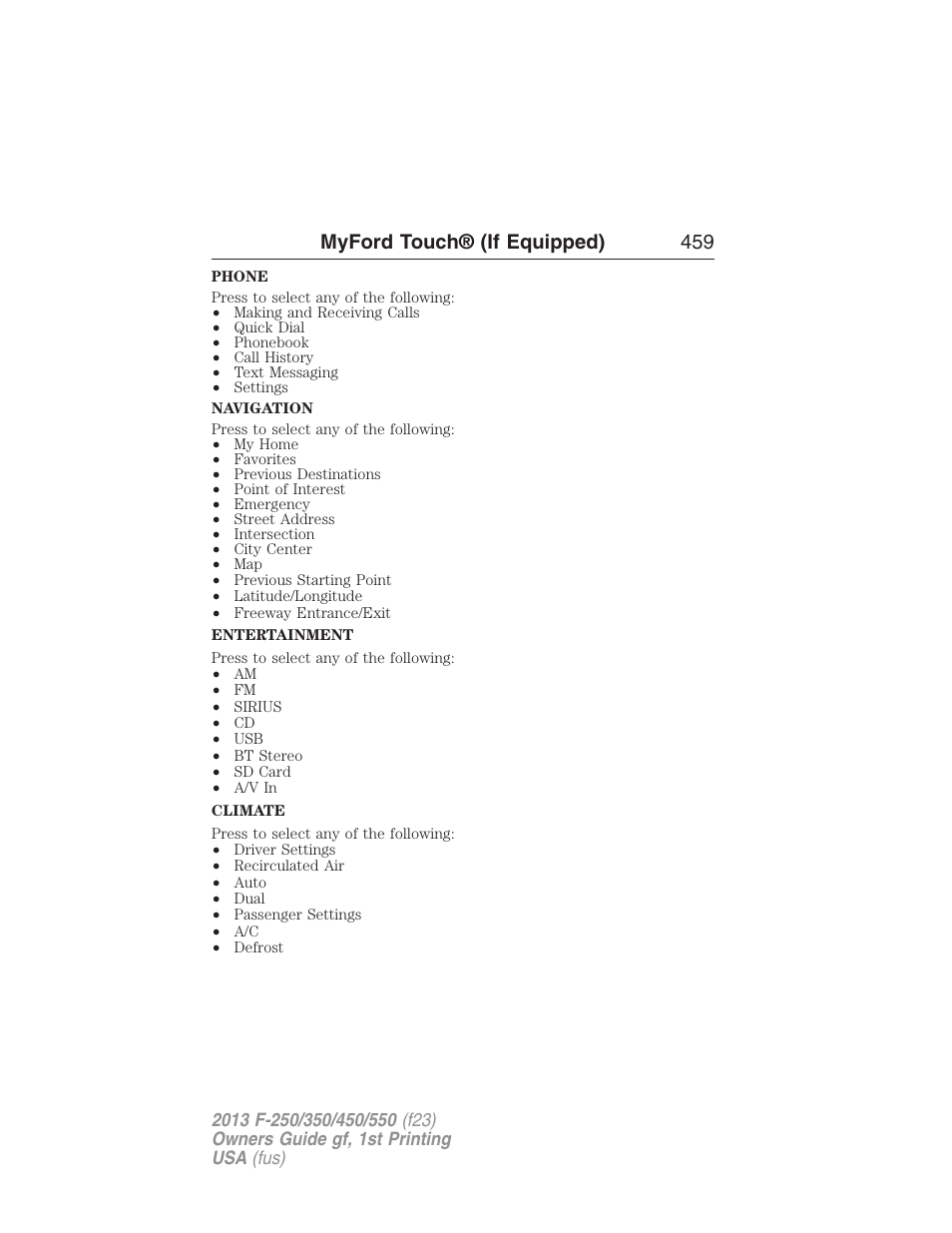 Myford touch® (if equipped) 459 | FORD 2013 F-550 v.1 User Manual | Page 460 / 563