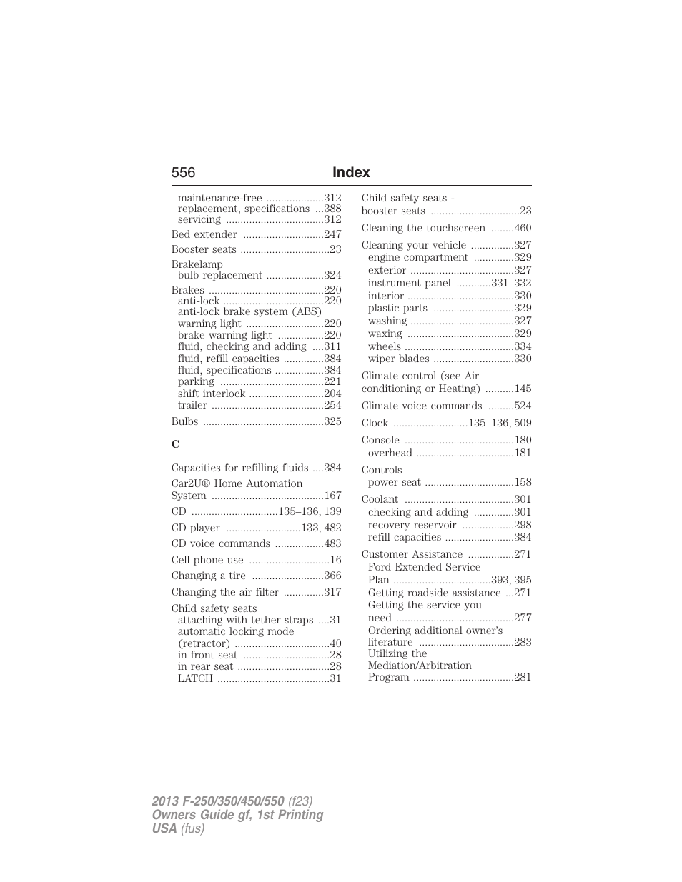 556 index | FORD 2013 F-550 v.1 User Manual | Page 557 / 563