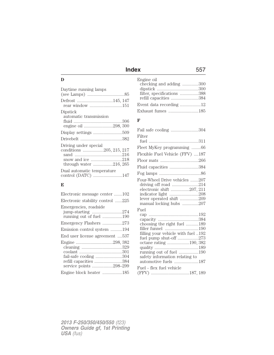 Index 557 | FORD 2013 F-550 v.1 User Manual | Page 558 / 563