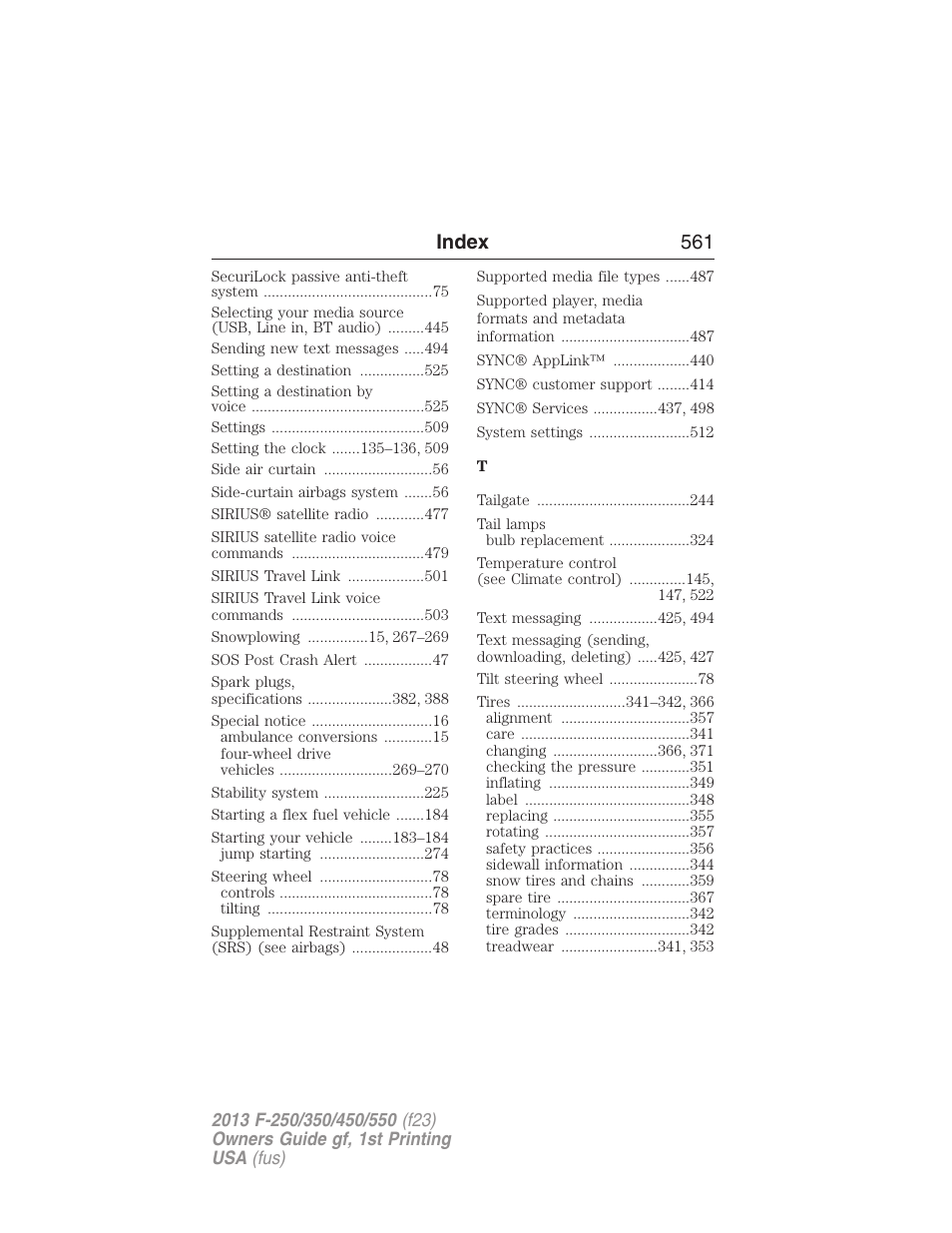 Index 561 | FORD 2013 F-550 v.1 User Manual | Page 562 / 563