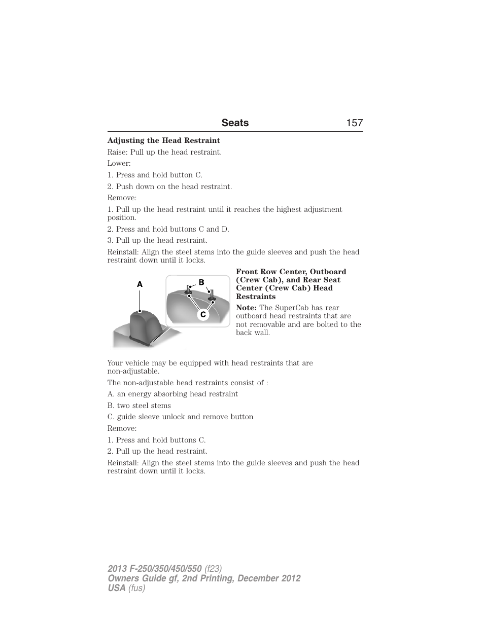Seats 157 | FORD 2013 F-550 v.2 User Manual | Page 158 / 579
