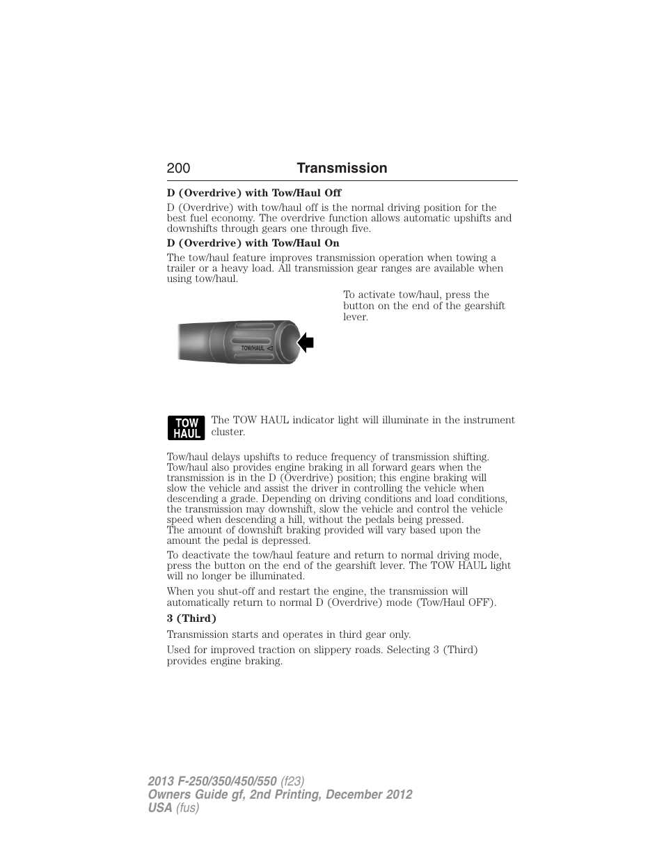 200 transmission | FORD 2013 F-550 v.2 User Manual | Page 201 / 579