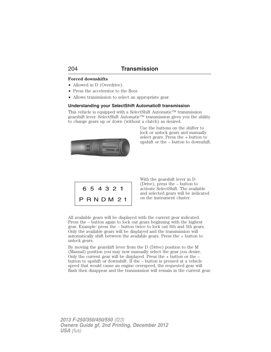 204 transmission | FORD 2013 F-550 v.2 User Manual | Page 205 / 579