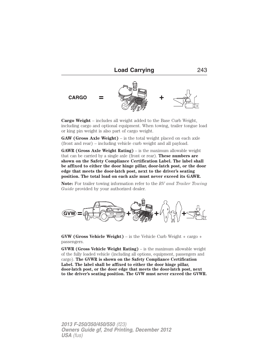 Load carrying 243 | FORD 2013 F-550 v.2 User Manual | Page 244 / 579