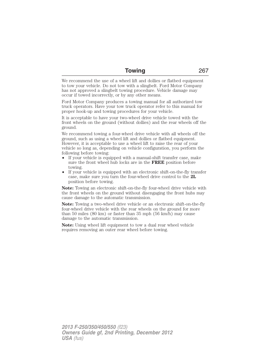 Towing 267 | FORD 2013 F-550 v.2 User Manual | Page 268 / 579